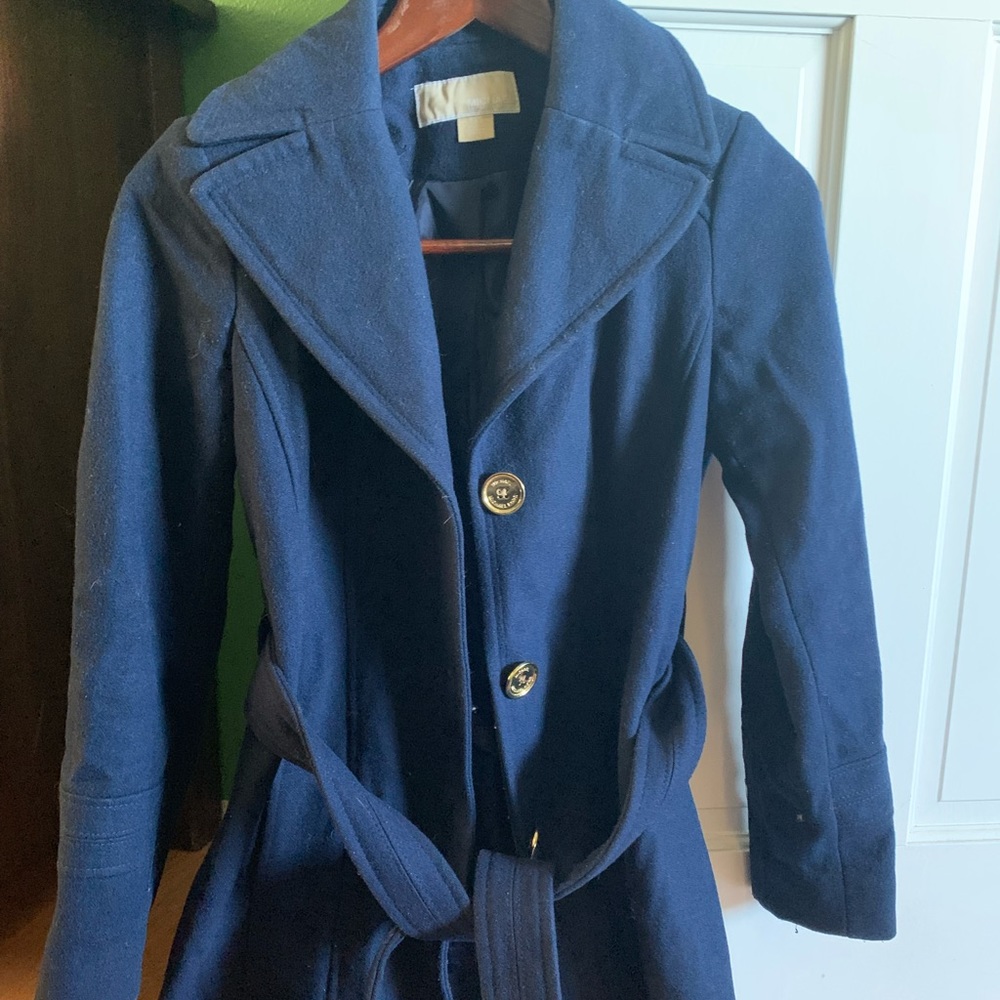 Navy blue Michael Kors wool coat size Petite XS